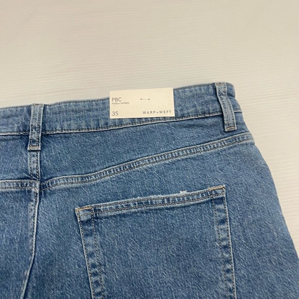 NWT Warp + Weft Clare Puebla Tapered Denim Jeans Size 35 X 32 New - Picture 10 of 10